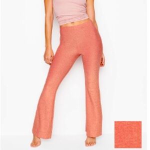 VICTORIAS SECRET SHINE FLARE PANTS RED/COPPER SHINE METALLIC KNIT HIGH RISE SZ S